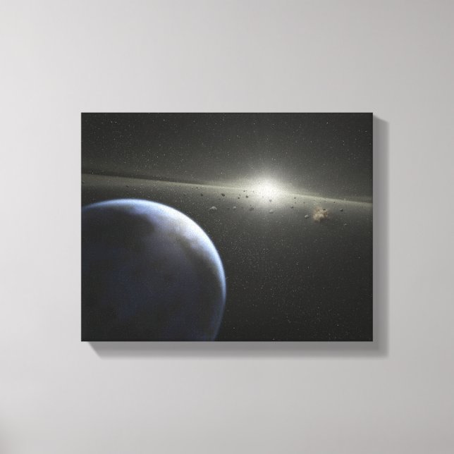 A massive asteroid belt in orbit around a star canvas print (Front)