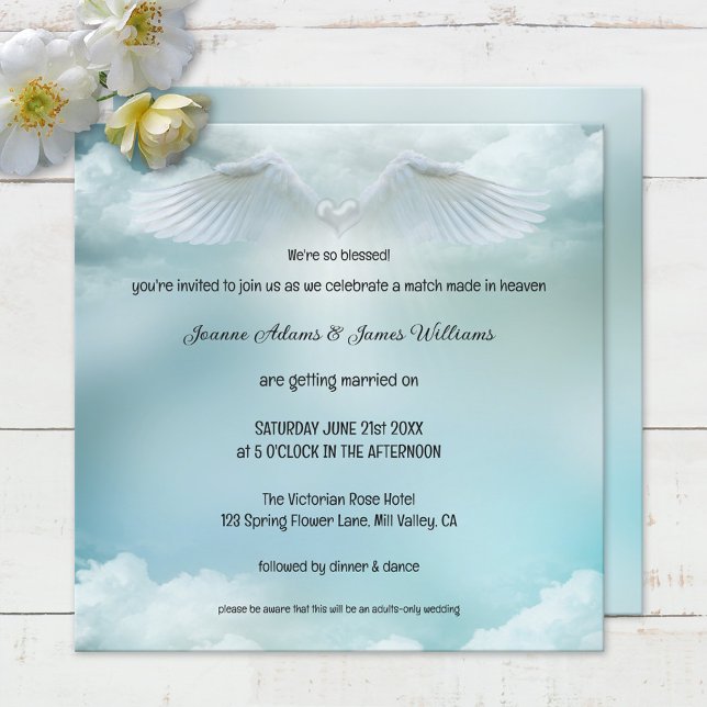 A Match Made in Heaven Angel Wings Wedding Invitation (Creator Uploaded)