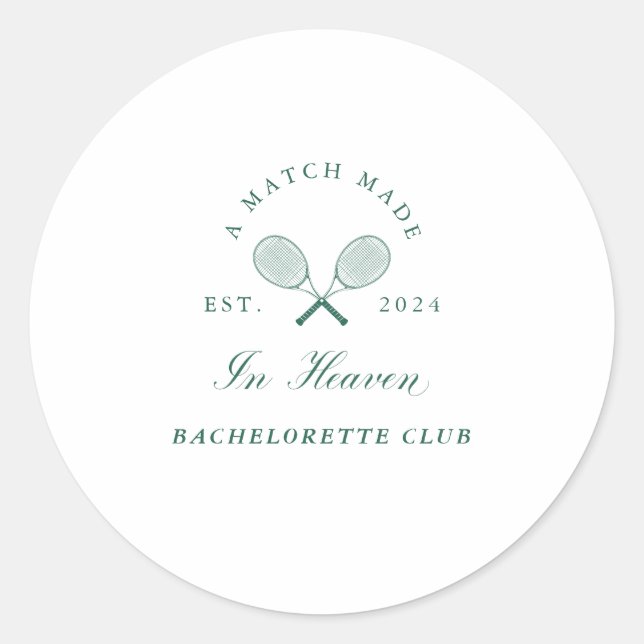 A Match Made in Heaven Bachelorette Classic Round Sticker (Front)