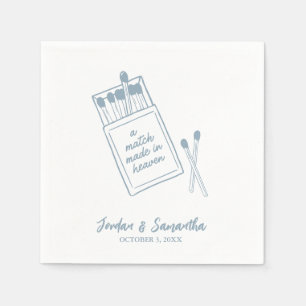 A Match Made in Heaven Blue Personalised Wedding Napkin
