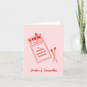 A Match Made in Heaven Pink Folded Thank You Notes