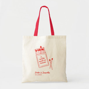 A Match Made in Heaven Red Wedding Welcome Tote Bag