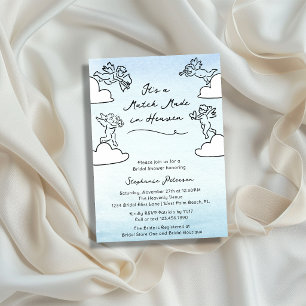 A Match Made In Heaven Whimsical Bridal Shower Invitation