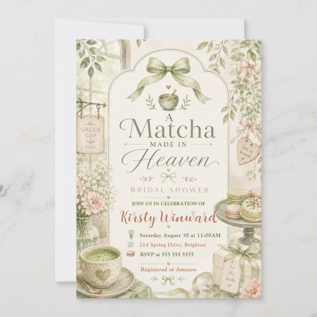 A Matcha Made in Heaven Bridal Shower Invitation (Front)