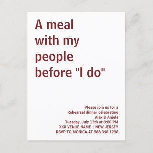 A meal  with my  people  before "I do" fun rustic  Postcard