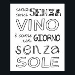 A Meal Without Wine... Poster<br><div class="desc">Don’t forget this old Italian saying,  “Una cena senza vino e come un giorno senza sole”,  a meal without wine is like a day without sunshine.</div>