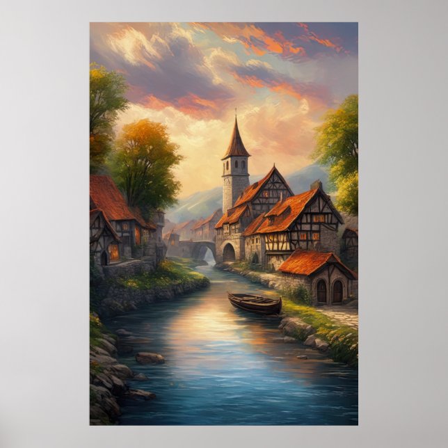 A Mediaeval Village's Timeless Charm Poster (Front)