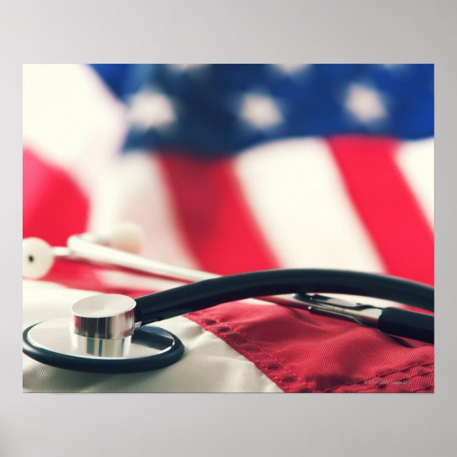A medical stethoscope with a American flag Poster (Front)