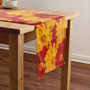 A Medley of Red Yellow and Orange Marigolds Short Table Runner