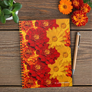 A Medley of Red Yellow and Orange Marigolds Spiral Notebook