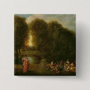 A Meeting in a Park 15 Cm Square Badge
