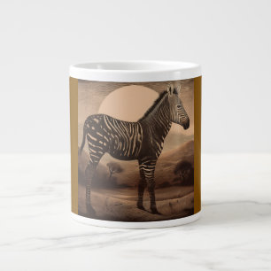 A Melanistic Zebra Grazing Large Coffee Mug