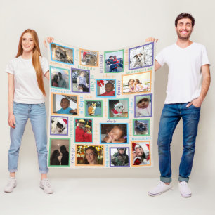 A Memories Colourful Create Your 20 Photo Collage Fleece Blanket