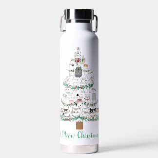 A Meow Christmas Funny Cat Tree  Water Bottle