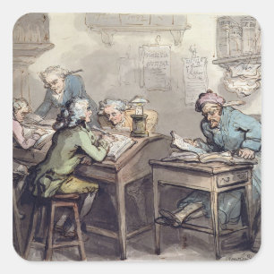 A Merchant's Office, 1789 (pen & ink and w/c over Square Sticker