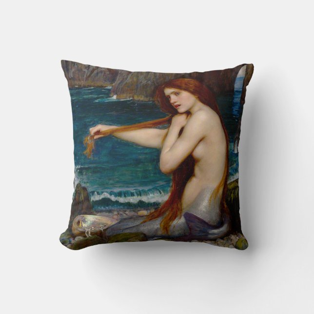 A Mermaid, c. 1900 by John Waterhouse Cushion (Front)