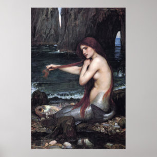 A Mermaid John William Waterhouse Mythological Poster