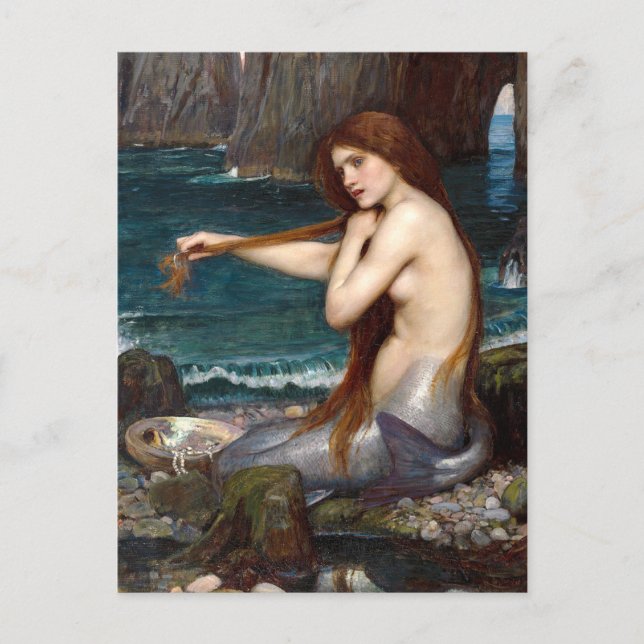 A Mermaid, Waterhouse Postcard (Front)