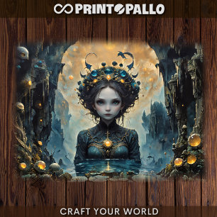 A mermeid in a fantasy blue realm  tissue paper