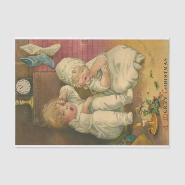 A Merry Christmas by Ellen Clapsaddle Tissue Paper (Front)