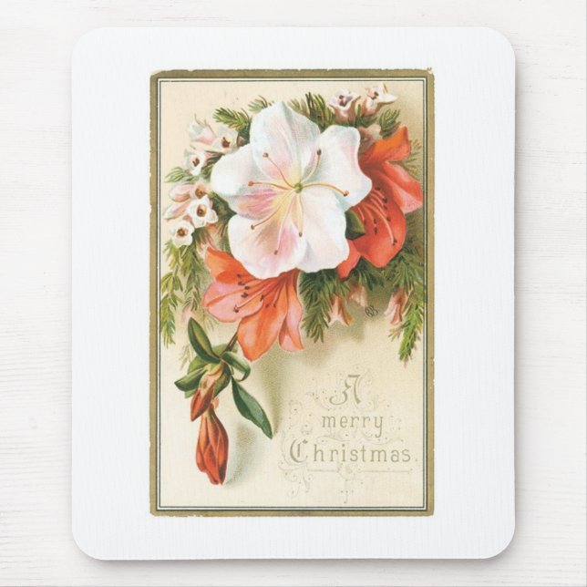 A Merry Christmas Flower Mouse Pad (Front)