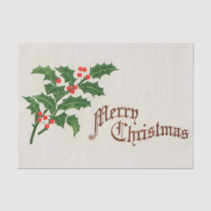 A Merry Christmas Holly Berries Vintage Holiday Tissue Paper