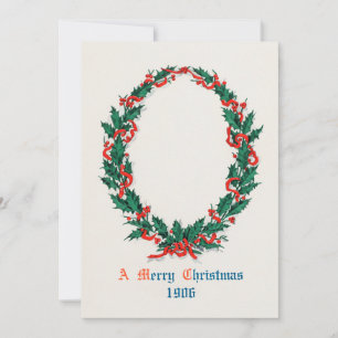 A Merry Christmas Holly Wreath (1906) Holiday Card