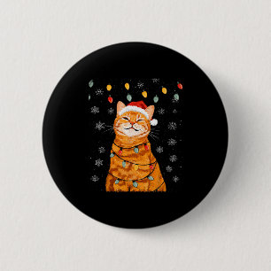 A Merry Christmas Lights Snowflake Ginger Cat Oran 6 Cm Round Badge