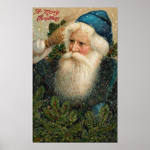 A Merry Christmas Old St. Nick Card Poster