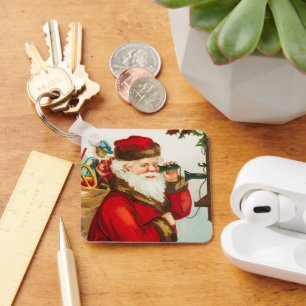 A Merry Christmas Santa Claus by Ellen Clapsaddle Key Ring