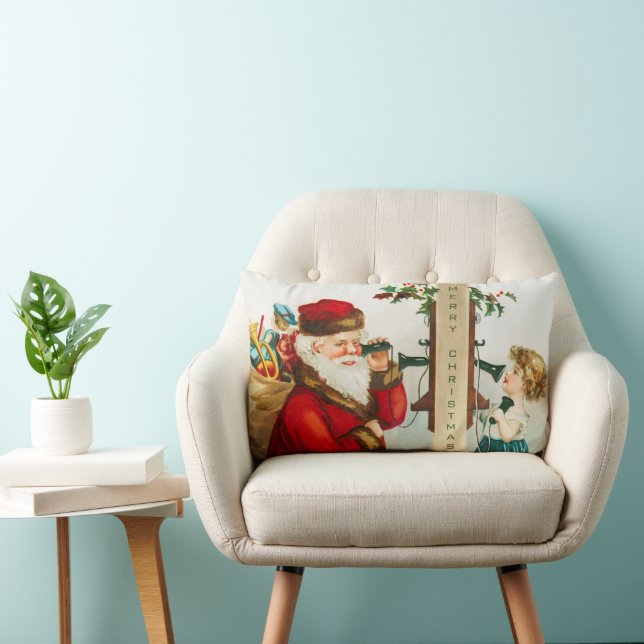 A Merry Christmas Santa Claus by Ellen Clapsaddle Lumbar Cushion (Chair)