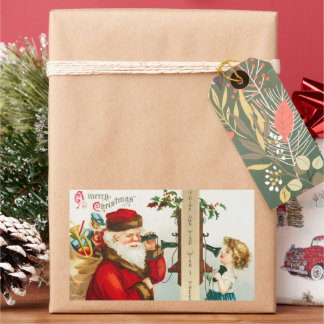 A Merry Christmas Santa Claus by Ellen Clapsaddle Rectangular Sticker