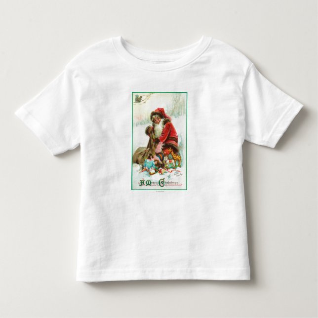 A Merry Christmas Santa Packing Toys in his Toddler T-Shirt (Front)
