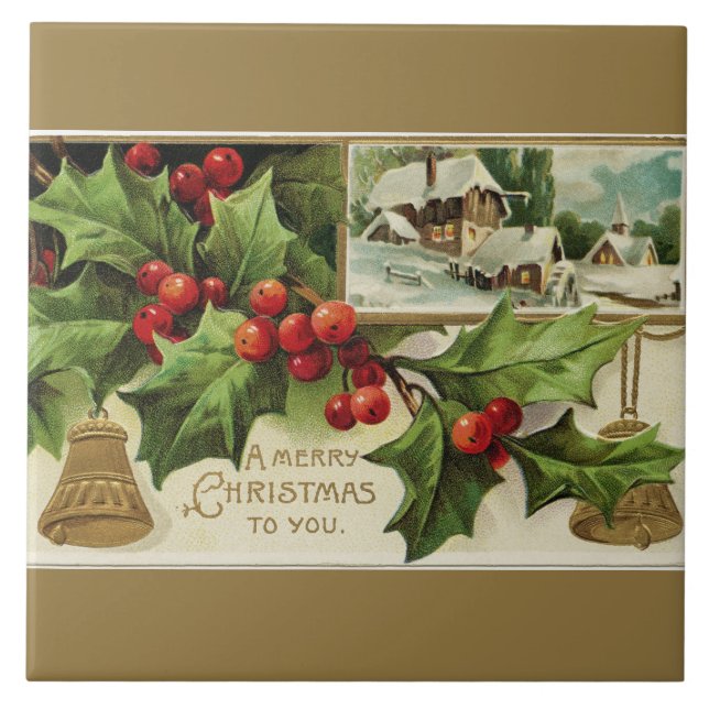 A Merry Christmas to You Vintage Ceramic Tile (Front)
