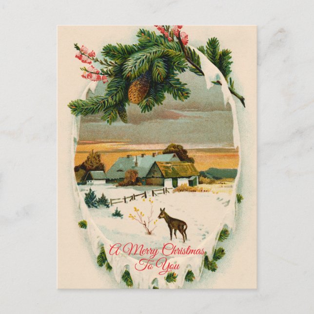 A Merry Christmas To You Vintage Custom Postcard (Front)