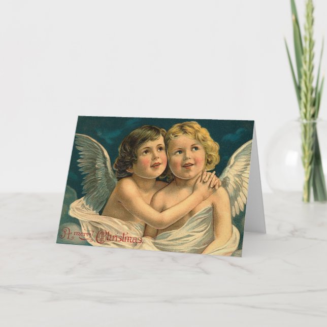 A Merry Christmas Vintage Angel Greeting card (Front)
