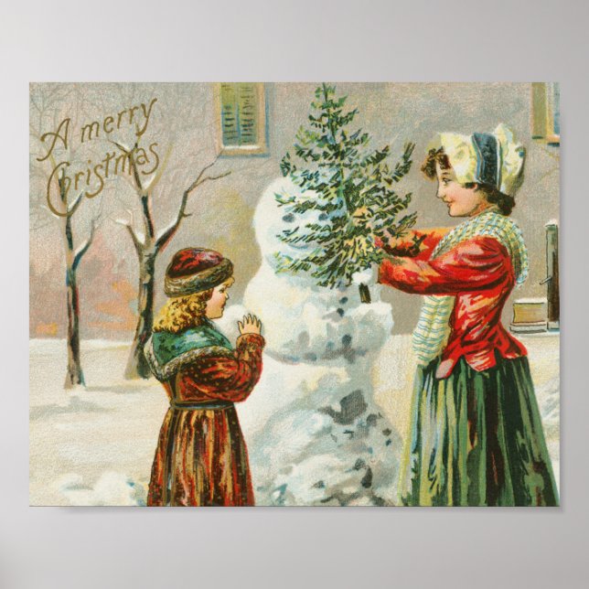 A Merry Christmas vintage art  Poster (Front)