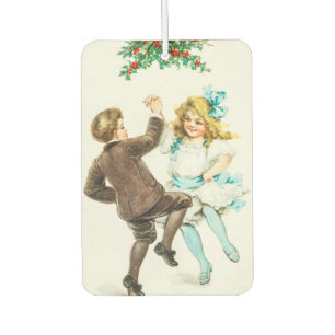 A Merry Christmas - vintage card, dancing children Car Air Freshener