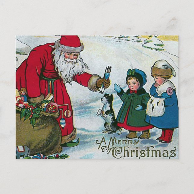 "A Merry Christmas" Vintage Holiday Postcard (Front)