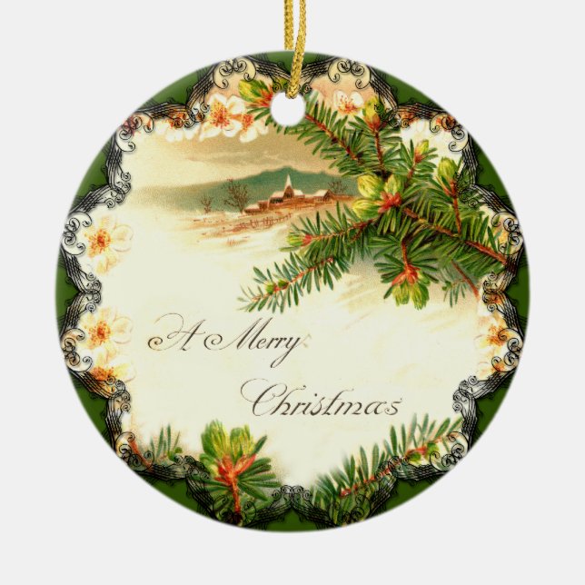 A Merry Christmas Vintage Ornament (Front)