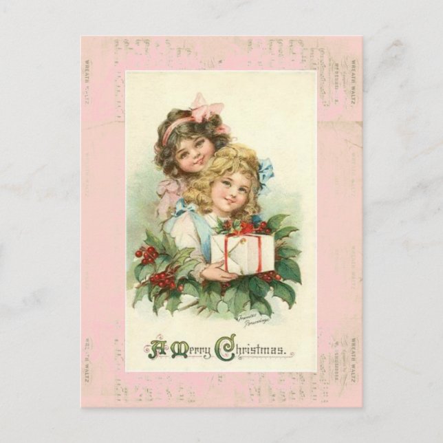 "A Merry Christmas"  Vintage Postcard (Front)