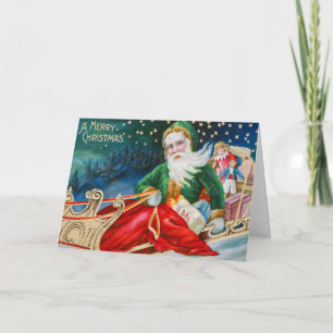A Merry Christmas Vintage Santa Claus Children Holiday Card