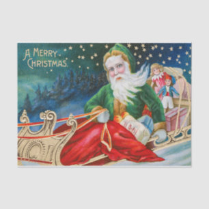 A Merry Christmas Vintage Santa Claus Children Tissue Paper