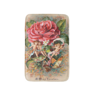 A Merry Christmas-Vintage Victorian era Postcard Bath Mat