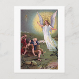 A Merry ChristmasAngel Before the Shepherds Holiday Postcard