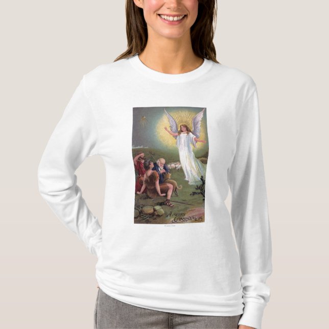 A Merry ChristmasAngel Before the Shepherds T-Shirt (Front)