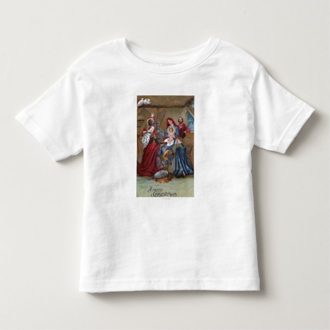 A Merry ChristmasNativity Scene Toddler T-Shirt (Front)
