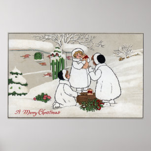A Merry ChristmasPeople Holding Piglets Poster