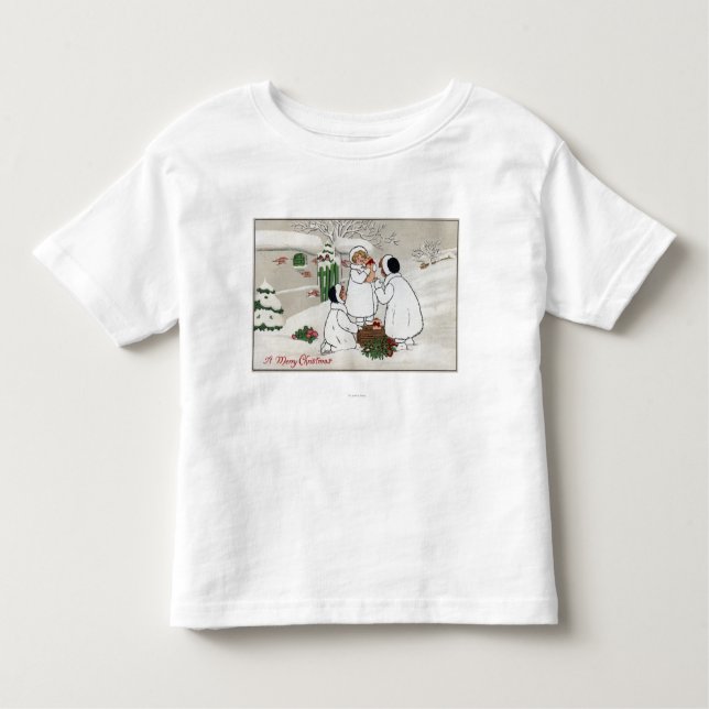 A Merry ChristmasPeople Holding Piglets Toddler T-Shirt (Front)