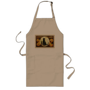 A Merry Halloween Vintage Black Cat and Pumpkins Long Apron